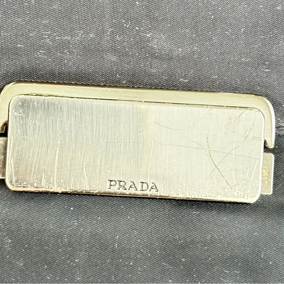 PRADA BLACK METAL HANDLE NYLON SATCHELL TOTE BAG - Picture 12 of 15